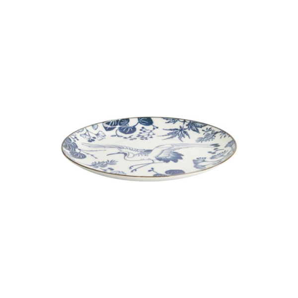 Plate Flora Japonica Crane Blue/White, Porcelain, Ø 20.6 × 2.2 cm, Item No. 16718