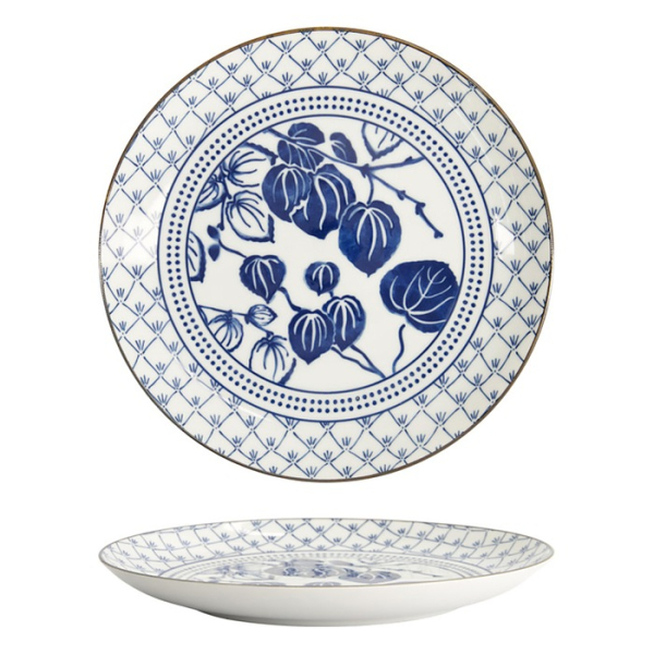 Tokyo Design Studio Teller Flora Japonica Ivy Blau/Weiß, Porzellan, Ø 25,7 × 3 cm