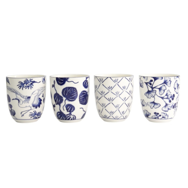 TDS, Tea Cup Set Flora Japonica Blue, 4 pcs., Porcelain, Ø 6.7 × 7.7 cm, 170 ml, Item No. 16728