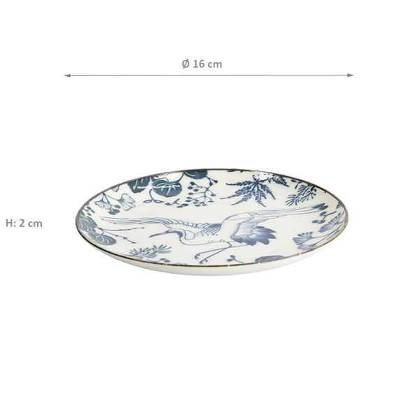 TDS, Teller, Flora Japonica, Crane, Ø 16 x 2 cm - Art Nr: 16849