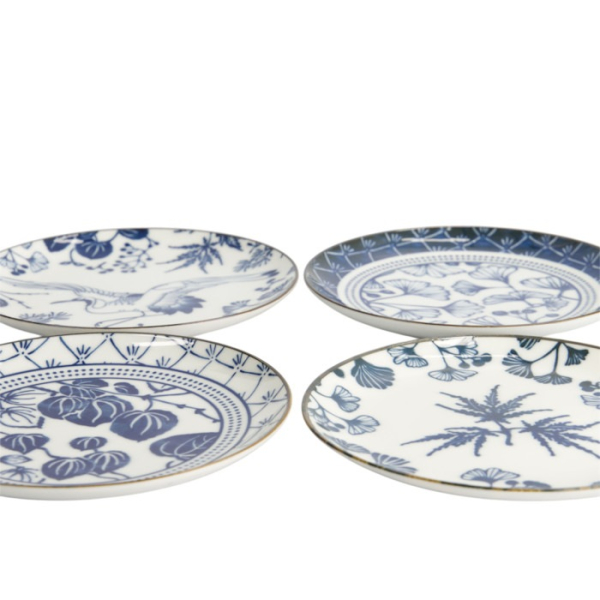 Plate Set Flora Japonica Blue/White in a gift box, 4 pcs., Porcelain, Ø 16 × 2 cm, Item No. 16851
