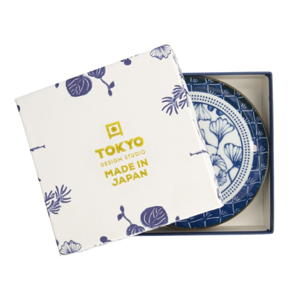 Plate Set Flora Japonica Blue/White in a gift box, 4 pcs., Porcelain, Ø 16 × 2 cm, Item No. 16851