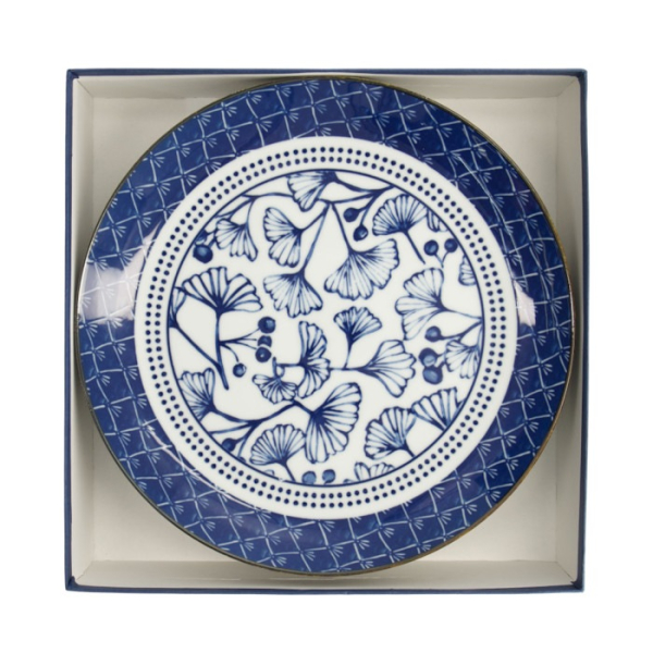 Plate Set Flora Japonica Blue/White in a gift box, 4 pcs., Porcelain, Ø 25.7 × 3 cm, Item No. 16853