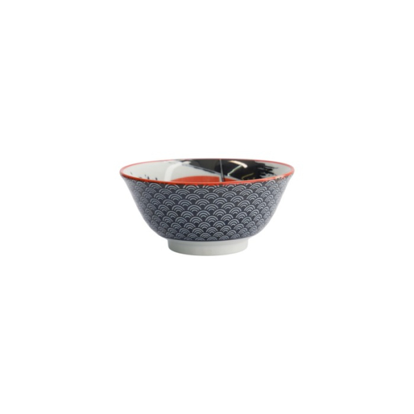 Rice Bowl Asakusa Samurai White/Red/Black, Porcelain, Ø 14.8 × 7 cm, 550 ml, Item No. 16854