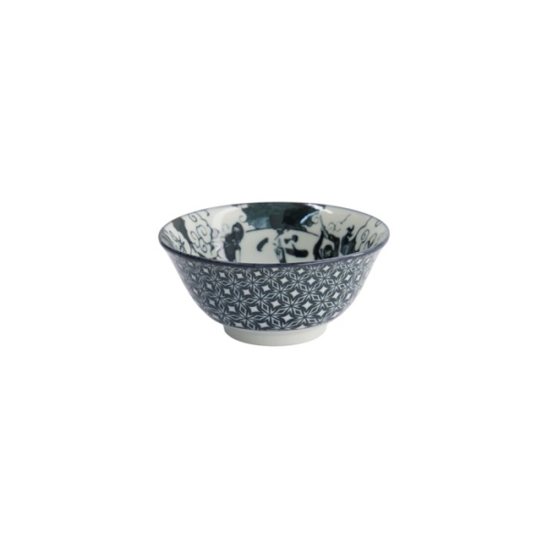 Rice Bowl Asakusa Ninja White/Red/Black, Porcelain, Ø 14.8 × 7 cm, 550 ml, Item No. 16855