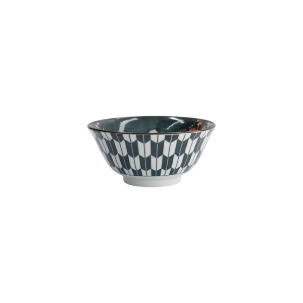 Rice Bowl Asakusa Kabuki White/Red/Black, Porcelain, Ø 14.8 × 7 cm, 550 ml, Item No. 16856