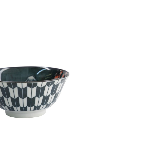 Rice Bowl Asakusa Kabuki White/Red/Black, Porcelain, Ø 14.8 × 7 cm, 550 ml, Item No. 16856