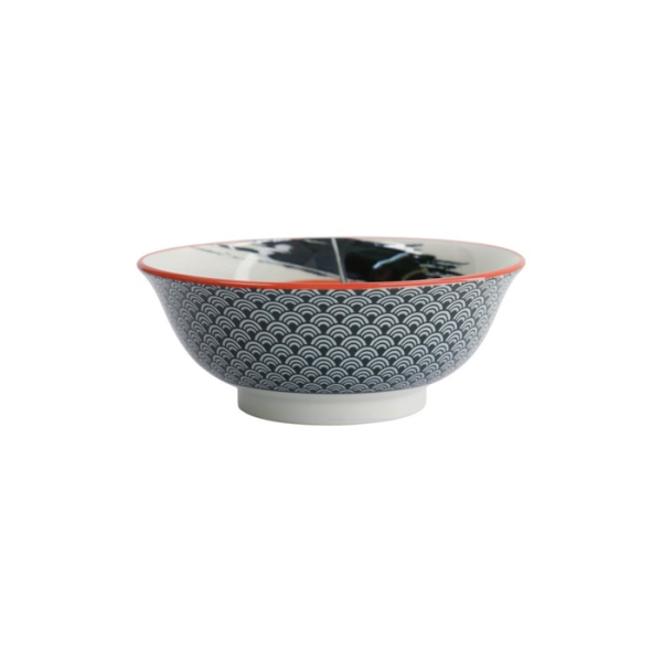Ramen Bowl Asakusa Samurai White/Red/Black, Porcelain, Ø 20.5 × 8 cm, 1.25 l, Item No. 16857