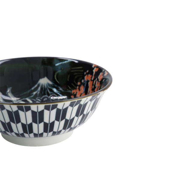 Ramen Bowl Asakusa Kabuki White/Red/Black, Porcelain, Ø 20.5 × 8 cm, 1.25 l, Item No. 16859