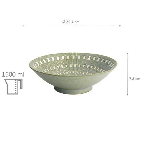 TDS, Noodle Bowl, Mixed Bowls Ohachi, Green, Ø25.4x7.8cm 1600ml, Item No. 16866