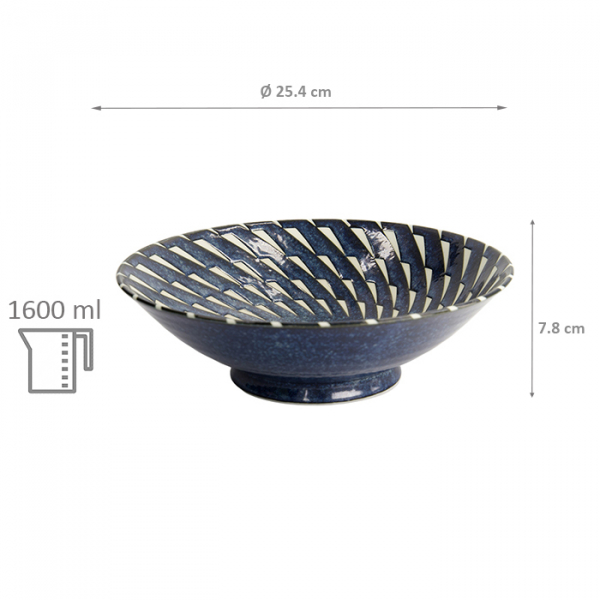 TDS, Noodle Bowl, Mixed Bowls Ohachi, Blue, Ø25.4x7.8cm 1600ml, Item No. 16867