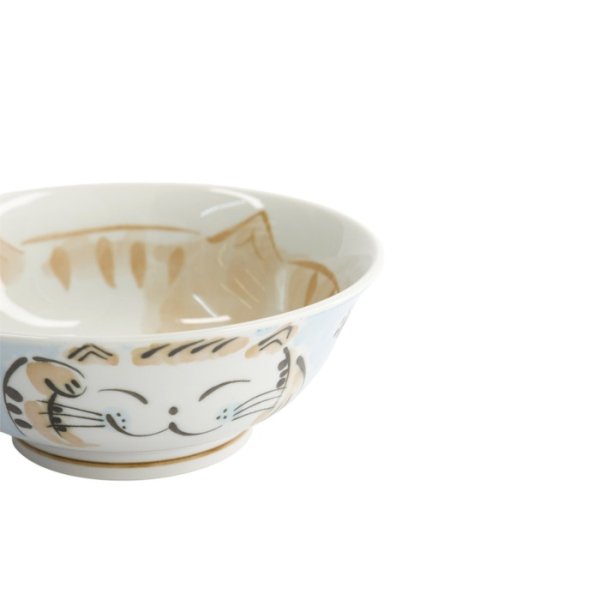 Rice Bowl Fuku Cat Neko Kawaii Blue, Porcelain, Ø 20.3 × 8 cm, 1 l, Item No. 16903