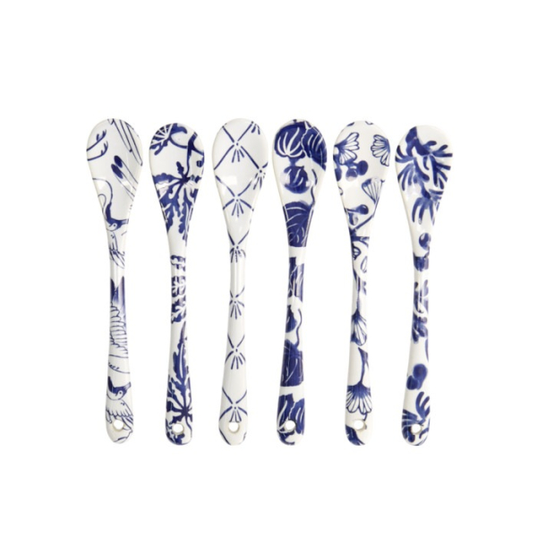 Spoon Set Flora Japonica Blue/White, 6 pcs., Porcelain, 13 cm, Item No. 16970