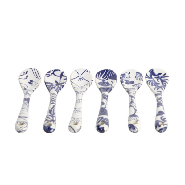 Spoon Set Flora Japonica Blue/White, 6 pcs., Porcelain, 13 cm, Item No. 16970