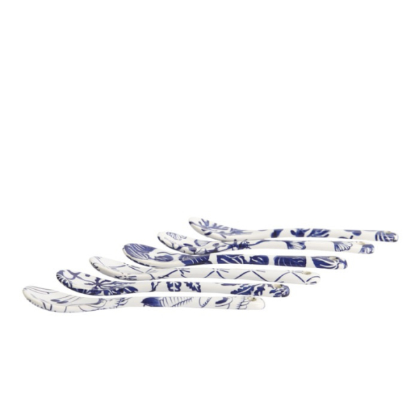 Spoon Set Flora Japonica Blue/White, 6 pcs., Porcelain, 13 cm, Item No. 16970