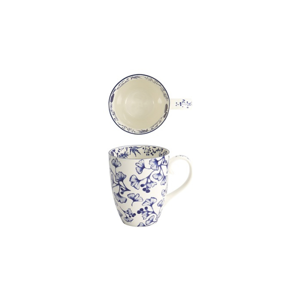 Tokyo Design Studio Mug Flora Japonica Ginkgo Blue, Porcelain, Ø 8.5 × 10.2 cm, 380 ml