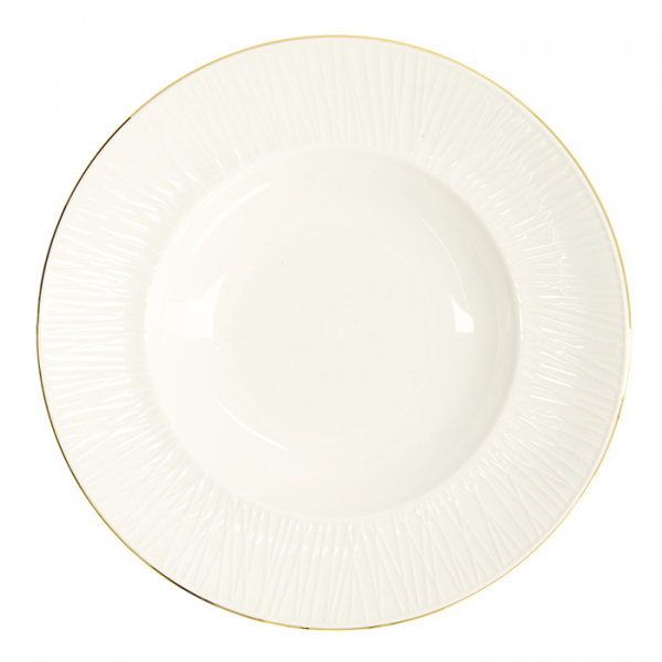 TDS, Pasta Plate, Nippon White, Lines, Ø 25.8 x 5 cm 300 ml - Item No. 17147