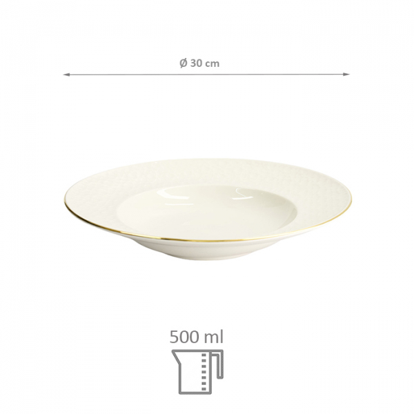 TDS, Pasta Plate, Nippon White, Stripes,  Ø 30 x 11.5 cm 500 ml - Item No. 17152