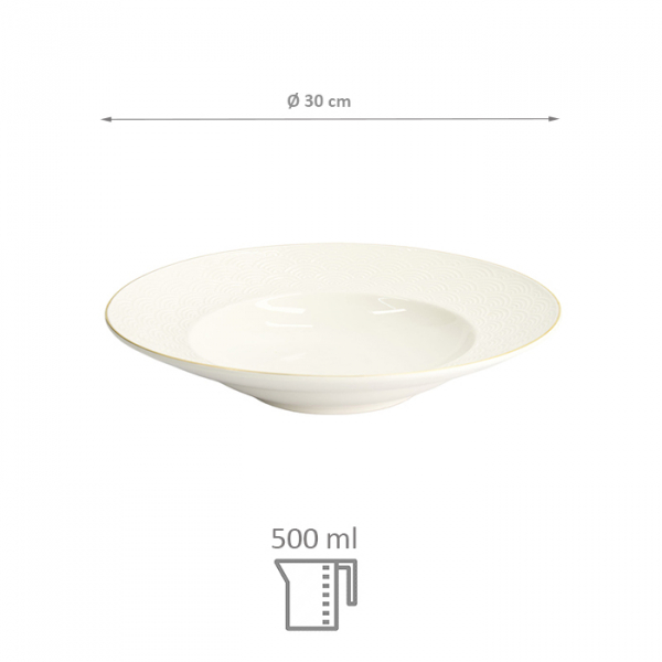 TDS, Pasta Plate, Nippon White, Waves,  Ø 30 x 11.5 cm 500 ml - Item No. 17153