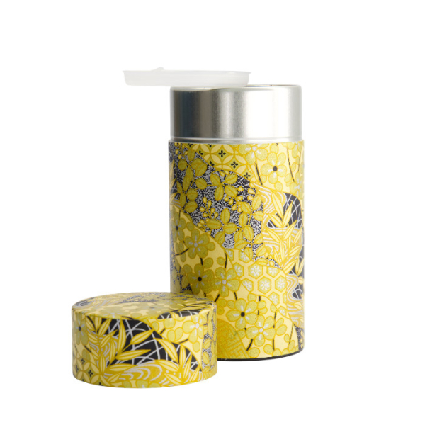 TDS, Tea Container S.S., 7.4x15.5cm, 200gr, Gold Flower, item No.: 17323