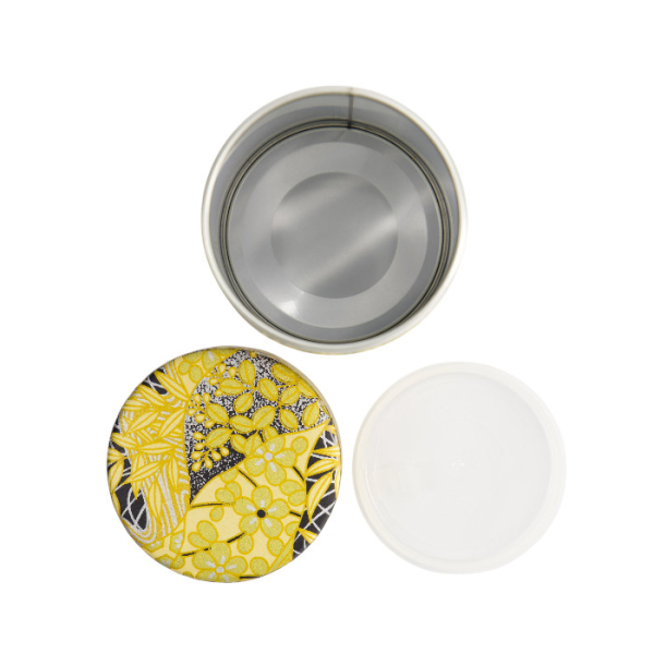 TDS, Tea Container S.S., 7.4x15.5cm, 200gr, Gold Flower, item No.: 17323