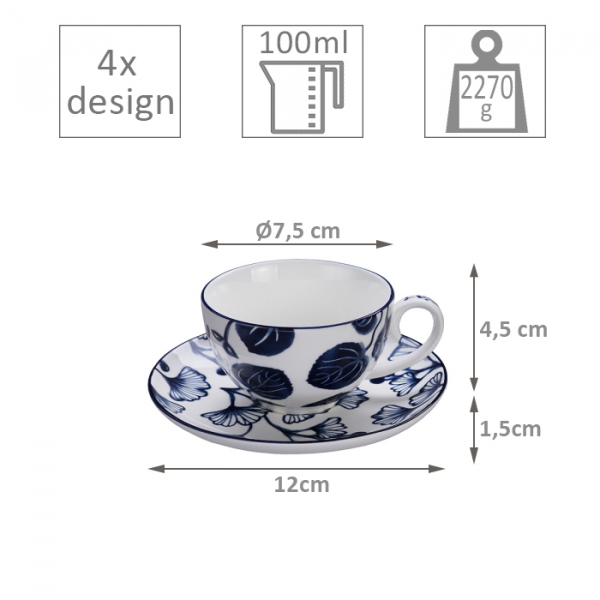 4 pcs Mug Set with saucers at g-HoReCa (picture 7 of 8)