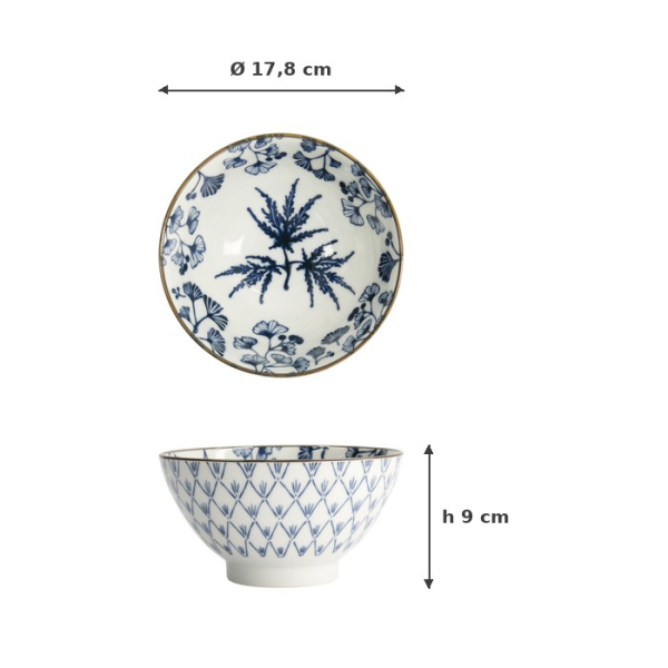 Reisschale Flora Japonica Maple Blau/Weiß, Porzellan, Ø 17,8 × 9 cm, 950 ml, Art.-Nr. 17593