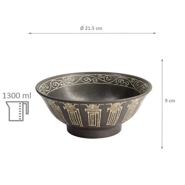 TDS, Ramen Bowl, Mixed Bowls Kotobuki Black, Ø 21.5 x 9 cm, Item No. 17746