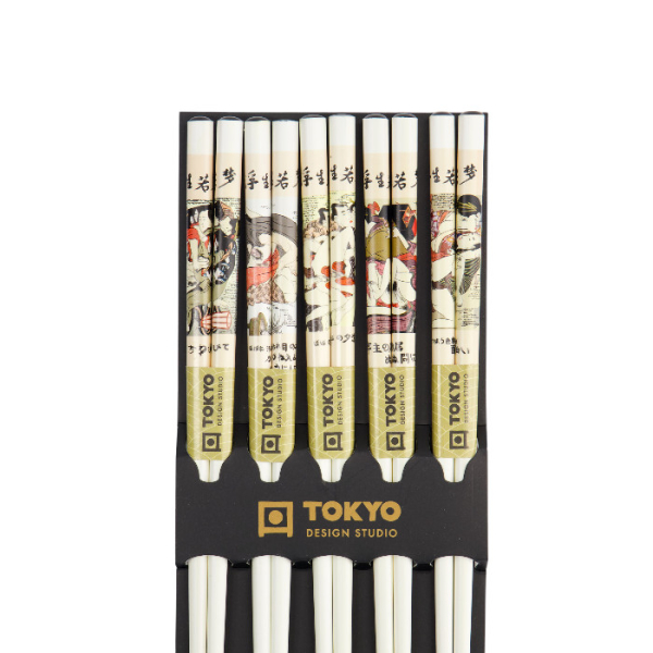 TDS, Chopstick Set, Erotic Shunga White A3, Kitchenware, 5 pair, 22 cm, Item No. 17917