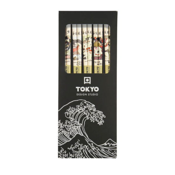 TDS, 5 Paar Essstäbchen, Erotic Shunga White A3, Kitchenware, 22 cm, Art.-Nr. 17917