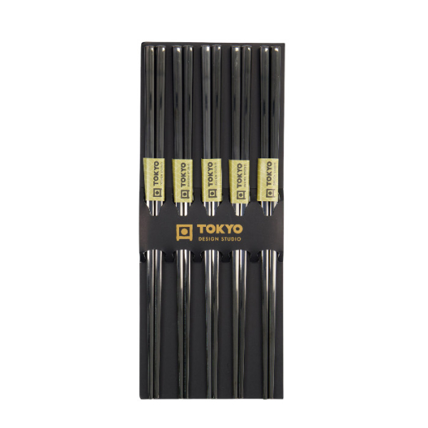 Stainless Steel Black Chopstick Set at g-HoReCa