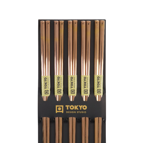 Essstäbchen, Stainless Steel, 5 Paar, 23 cm, Rose Gold