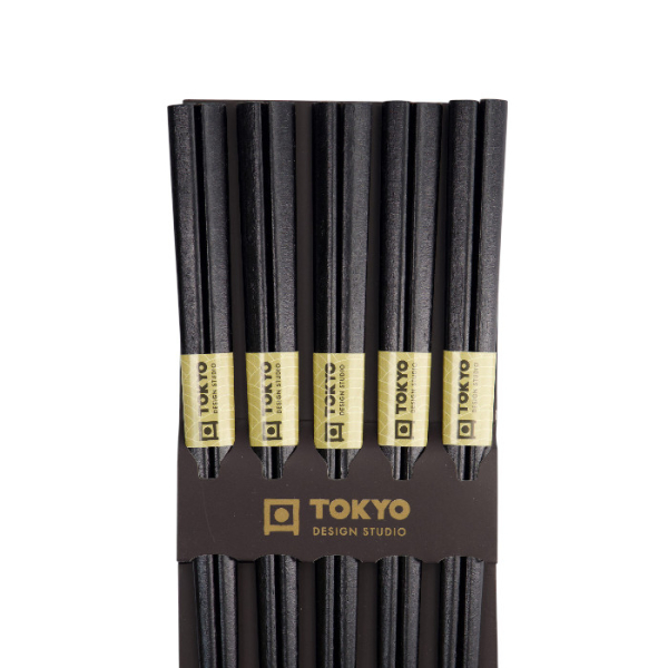 TDS, Chopstick Set, Black Wood, Kitchenware, 5 pair, 22 cm, Item No. 17936