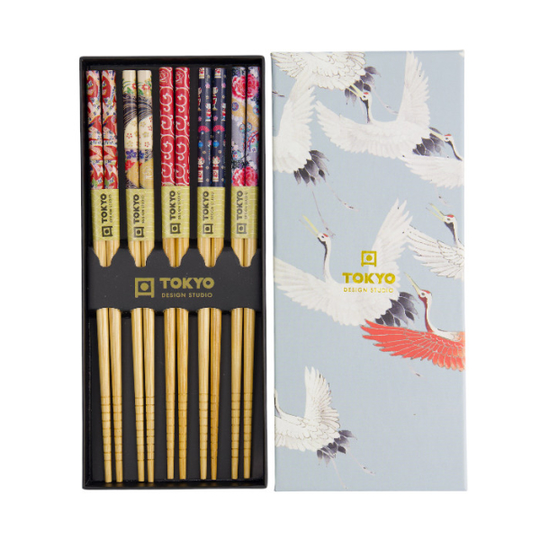 TDS, Chopstick Set, Crane, 5 pair, 22,5 cm, Item No. 17947