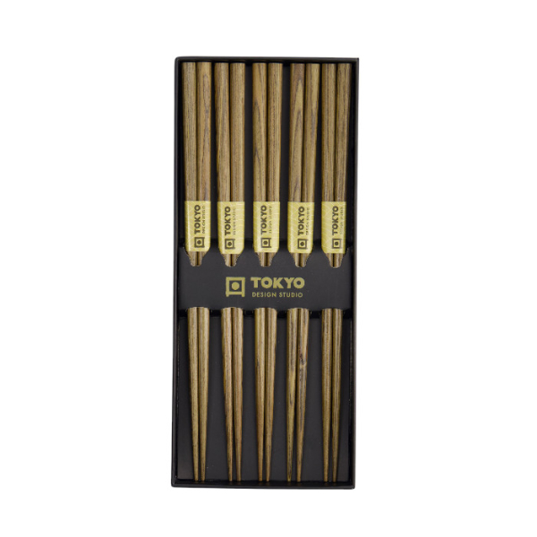 TDS, Chopstick Set, Bamboo White, 5 pair, 22,5 cm, Item No. 17949