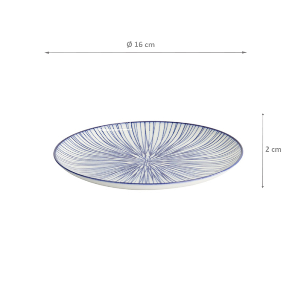 TDS, Plate, Nippon Blue, Lines, Ø 16 x 2 cm - Item No. 17952