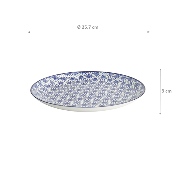 TDS, Plate, Nippon Blue, Stars, Ø 25.7 x 3 cm - Item No. 17957