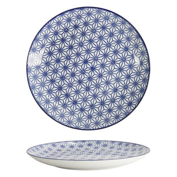 Tokyo Design Studio Teller Nippon Blue Stars Blau/Weiß, Porzellan, Ø 25,7 × 3 cm