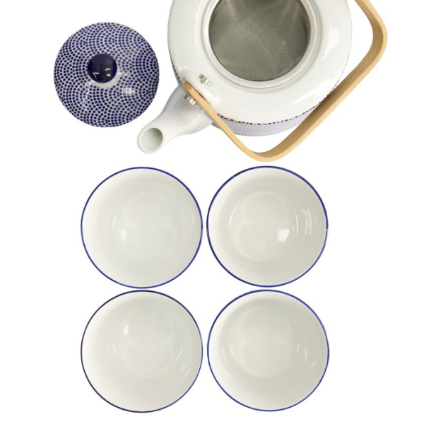 Tea Set Nippon Blue Blue/White, 5 pcs., Porcelain, 180 ml, Item No. 17990
