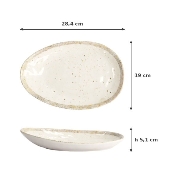 Ovaler Teller Weiß, Melamin, 28,4 × 19 × 5,1 cm, Art.-Nr. 18228
