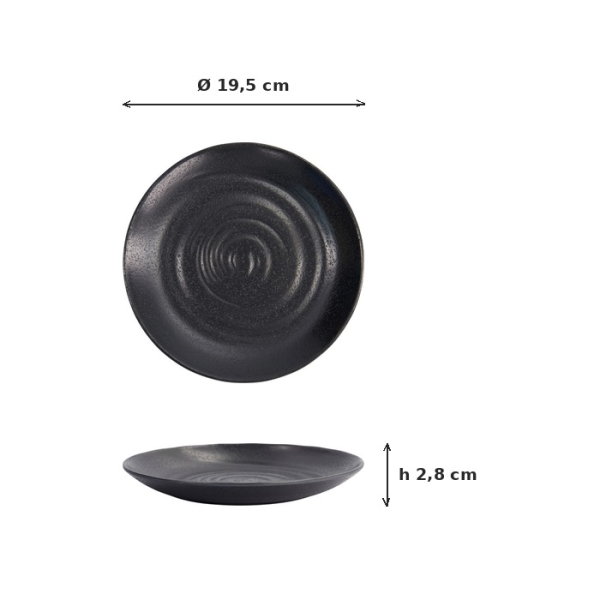 Plate Zen Black, Melamine, Ø 19.5 × 2.8 cm, Item No. 18232