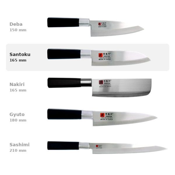 Santoku-Messer (Allzweckmesser) Sekiryu, rostfreier Messerstahl, Klinge 16,5 cm, Griff aus ABS-Kunststoff, Art.-Nr. 18287
