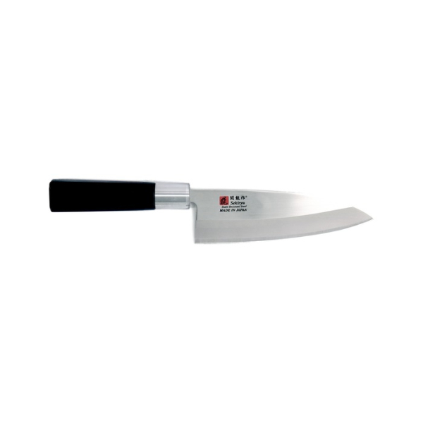 Deba-Messer (Fleischmesser) Sekiryu, rostfreier Edelstahl, Klinge 15 cm, Griff aus schwarzem ABS-Kunststoff