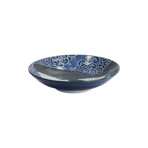 Pastateller Kawaii Ohira Whale Blau/Weiß, Porzellan, Ø 21,7 × 5,3 cm, 800 ml, Art.-Nr. 18330