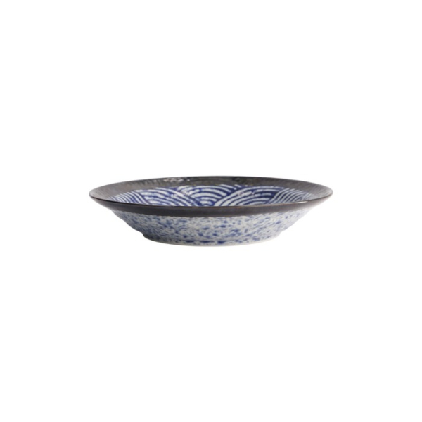 Bowl Aisai Seigaiha Blue, Stoneware, Ø 20.2 × 4 cm, Item No. 18578
