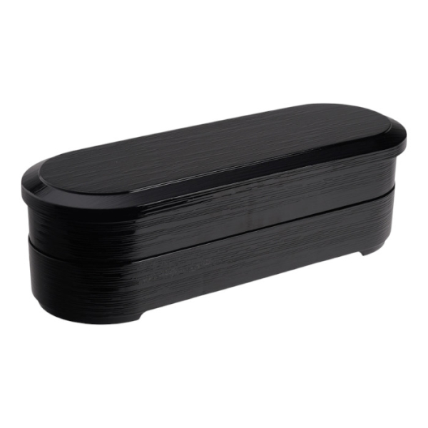 TDS, Bentobox, ABS Lacquerware, Oval Hegime Black, 36.2x12.4x5.7 cm, Item No. 18624