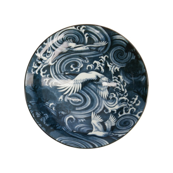 Schale Japonism Crane Dunkelgrau, Porzellan, Ø 25,2 × 7,7 cm, Art.-Nr. 18688