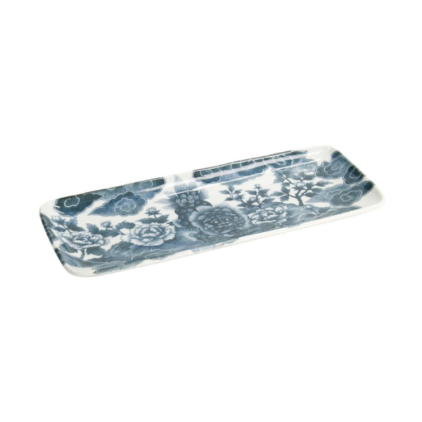Servierplatte Japonism Lion Grau/Weiß, Porzellan, 28,5 × 14 × 2,5 cm, Art.-Nr. 18749