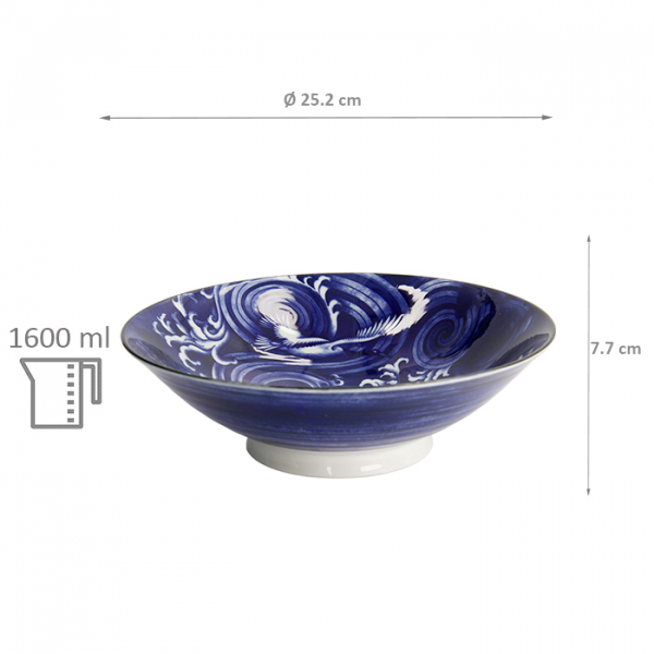 TDS, Japonism, Bowl, Blue, Ø 25.2 x 7.7 cm, Crane - Item No: 18764