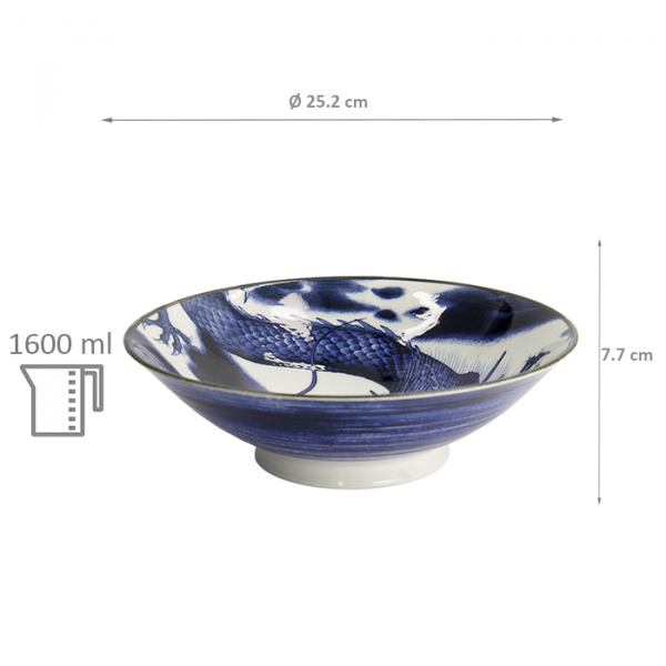 TDS, Japonism, Bowl, Blue, Ø 25.2 x 7.7 cm, Dragon - Item No: 18765